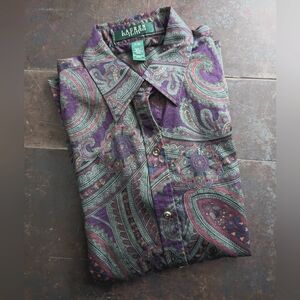 Lauren Ralph Lauren Purple Paisley Button-Down Shirt